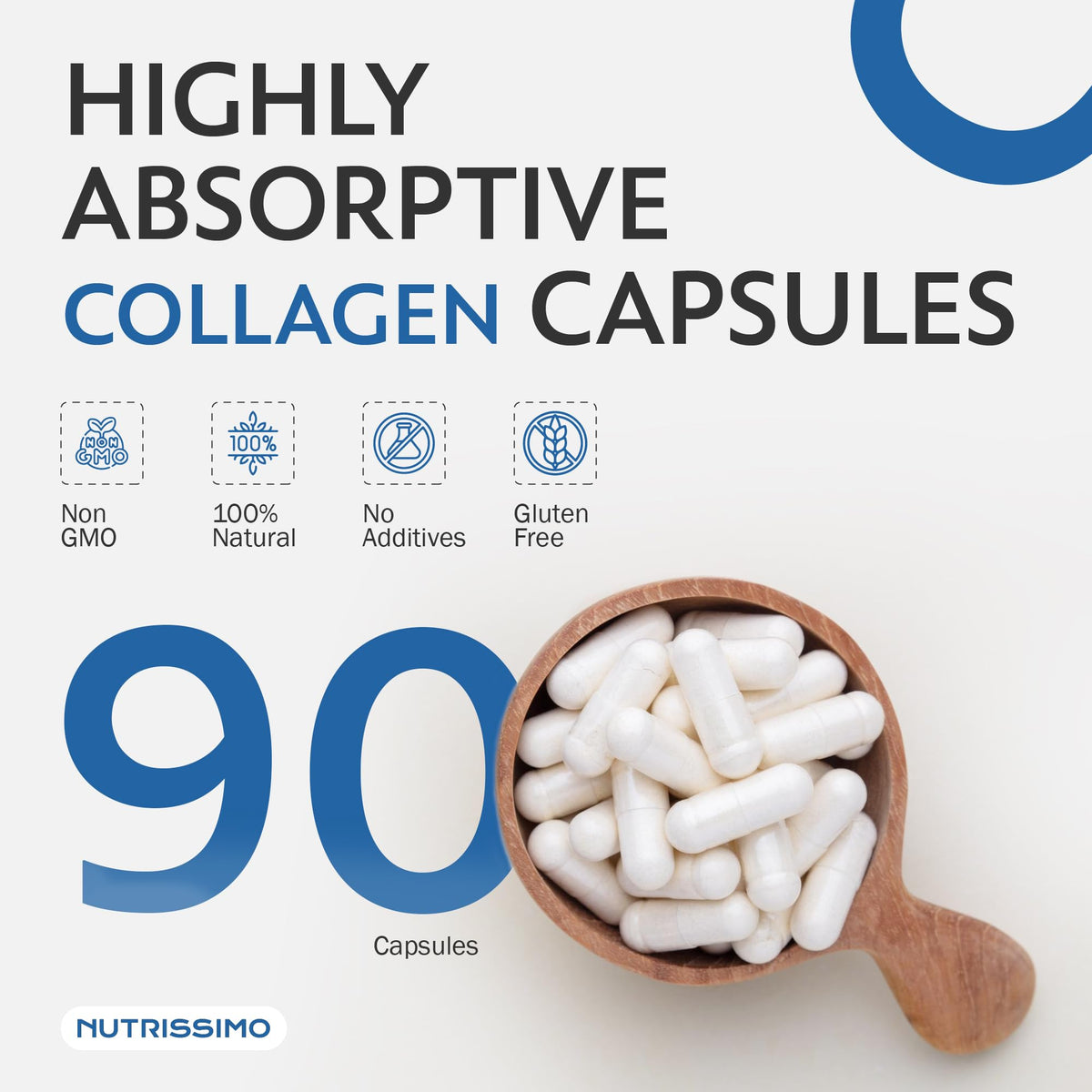 NUTRISSIMO Collagen + Hyaluronic Acid + Biotin + CoQ10 + Vitamins A, C (non-acidic), D and B12 + Zinc NUTRISSIMOBuy Supplements Australia