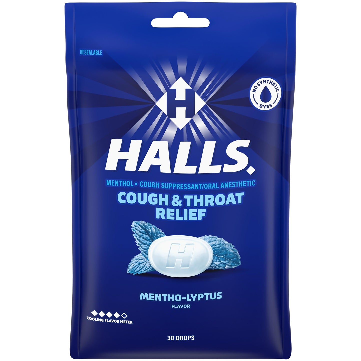 HALLS Cough and Throat Relief Mentho-Lyptus Cough Drops, 30 Drops HALLS buy supplements Au