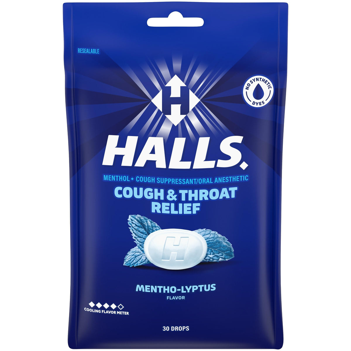 HALLS Cough and Throat Relief Mentho-Lyptus Cough Drops, 30 Drops HALLS buy supplements Au