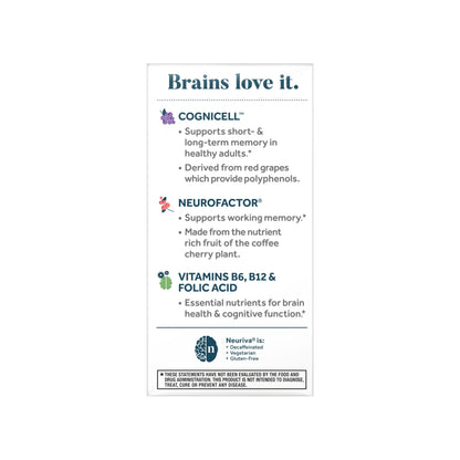 NEURIVA Memory 3D Brain Supplement - Decaffeinated Nootropic Capsules for Memory, Focus, & Cognitive Function - Short Term, Long Term, & Working Memory Support - 50ct NEURIVABuy Supplements Australia
