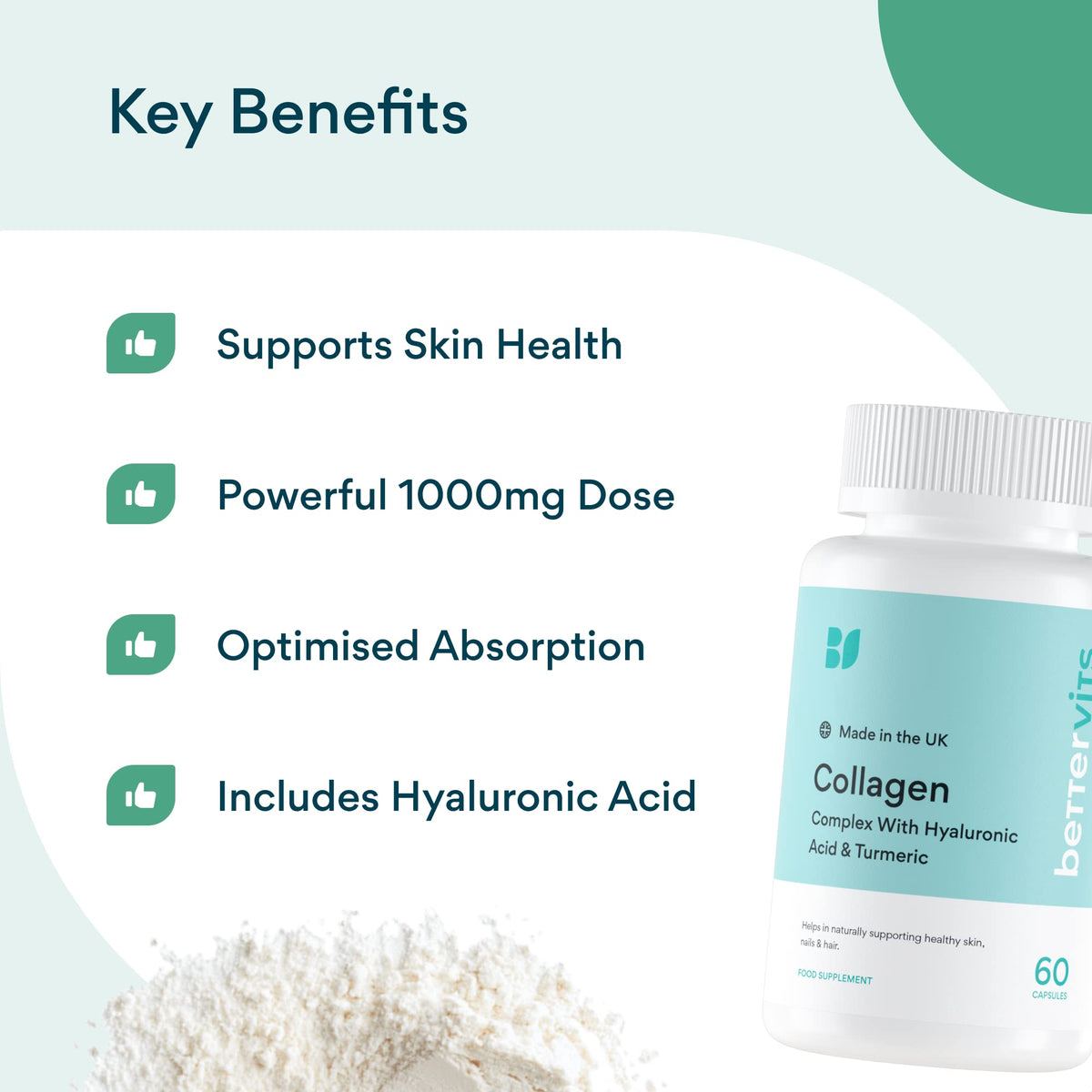 Bettervits Collagen Complex | 1000mg Hydrolyzed Capsules | Skin | Hair | Nails | Joints | Hydrates & Smooths BettervitsBuy Supplements Australia