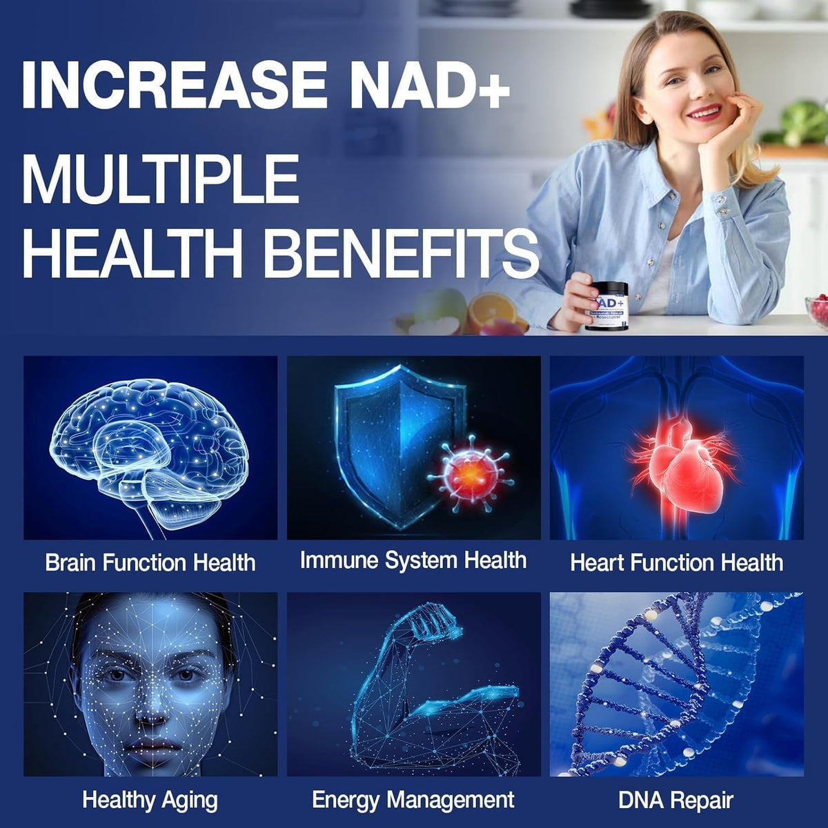 NAD+ Supplement - NAD Nicotinamide Riboside Resveratrol NAD Supplement 1000mg Pure Organic for Women and Men Anti-Aging, Energy, Focus, 80 Capsules MSLOTALBuy Supplements Australia