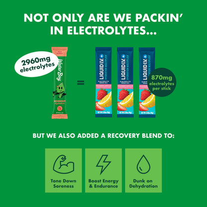 Waterboy Workout Hydration | 2,960mg Sugar Free Electrolyte Powder Packets | L-Glutamine + Vitamins | No Sugar, All Natural, Gluten Free (Variety)