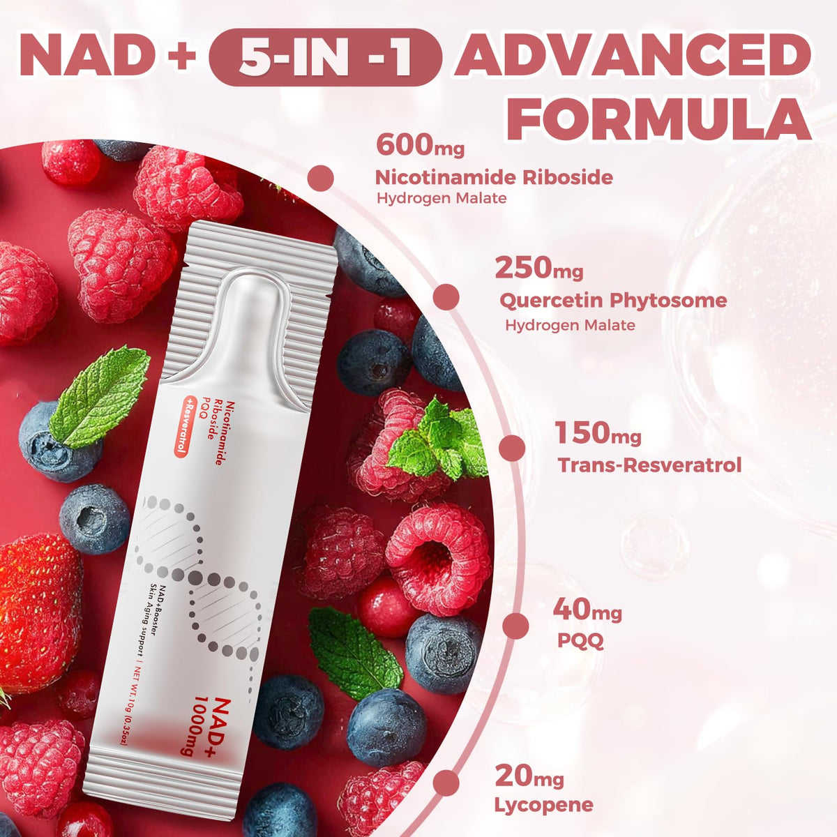 NAD+ Liquid Supplement 1000mg 30 Sachet, Nicotinamide Riboside & Resveratrol with PQQ DNA Repair Advanced NAD Supplement for Men & Women,Boosts Cellular Energy NEWOLITEBuy Supplements Australia