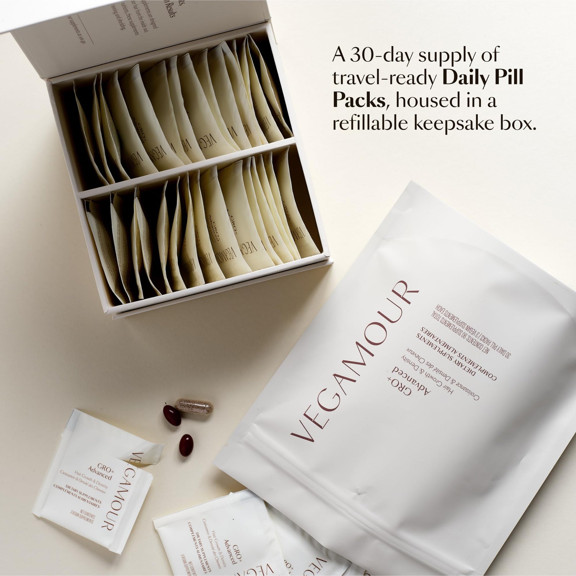 VEGAMOUR GRO+ Advanced Hair Growth Vitamin Supplements - Boosts Hair Growth & Density - 30 Pill Packs/Box VEGAMOURBuy Supplements Australia