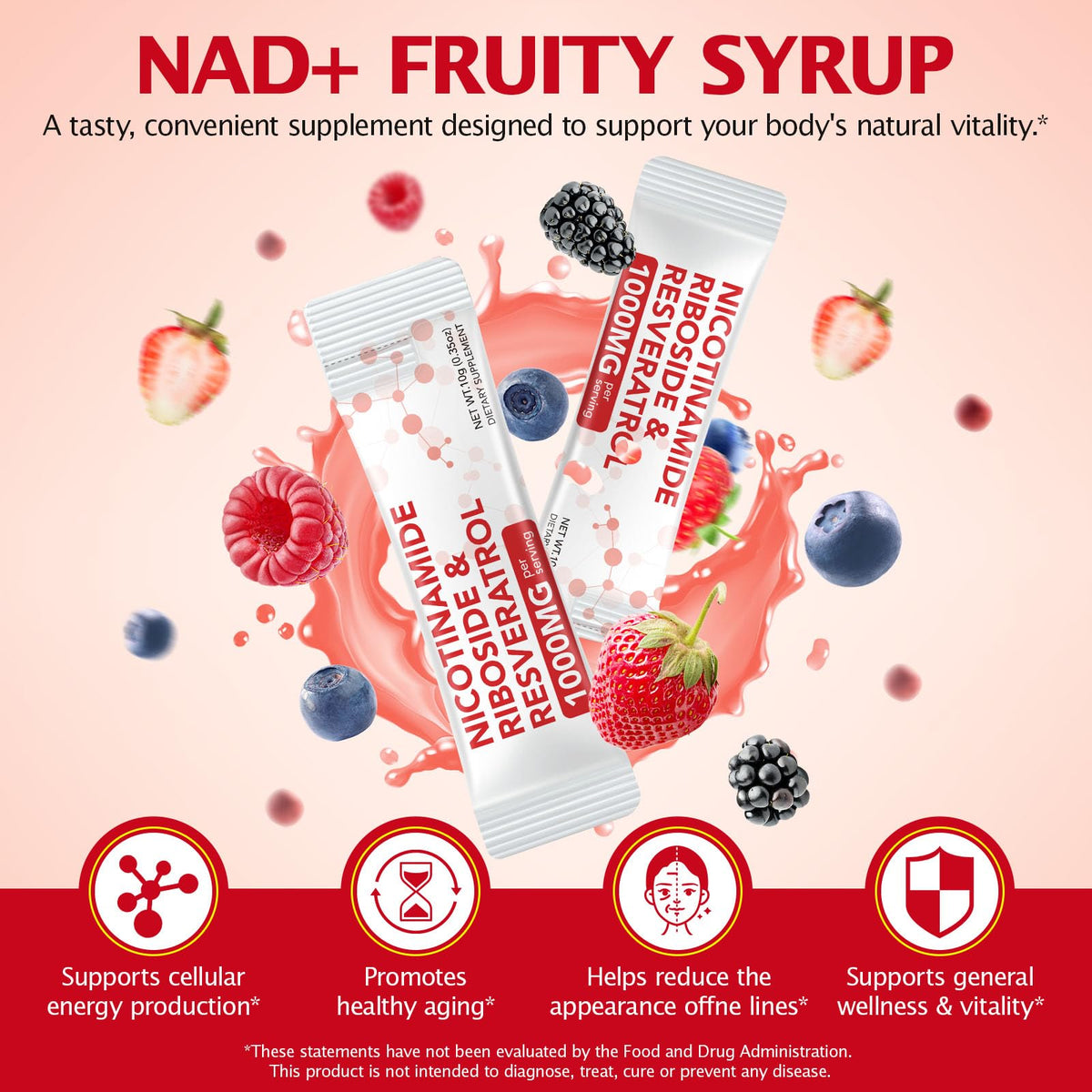 NAD+ Supplement 1000mg Liquid Packets 21pcs, Nicotinamide Riboside Resveratrol, NAD Supplements for Women Men, Anti-Aging, Repairs Cells, Support Natural Vitality NyloriaineBuy Supplements Australia