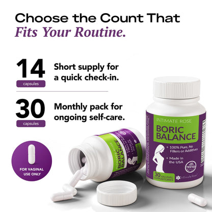 Intimate Rose Boric Acid Vaginal Suppositories, 30 Count for Feminine Deodorizing & Freshness - Vegan Capsules Intimate RoseBuy Supplements Australia