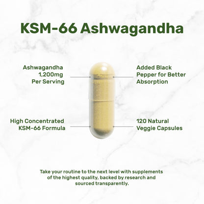 KSM 66 Ashwagandha 1,200mg with Black Pepper, 120 Veggie Capsules – Extra Strength Root Extract – High Absorption – Adaptogenic Supplements for Relaxation, Energy, & Brain Health – Non-GMO DEAL SUPPLEMENTBuy Supplements Australia