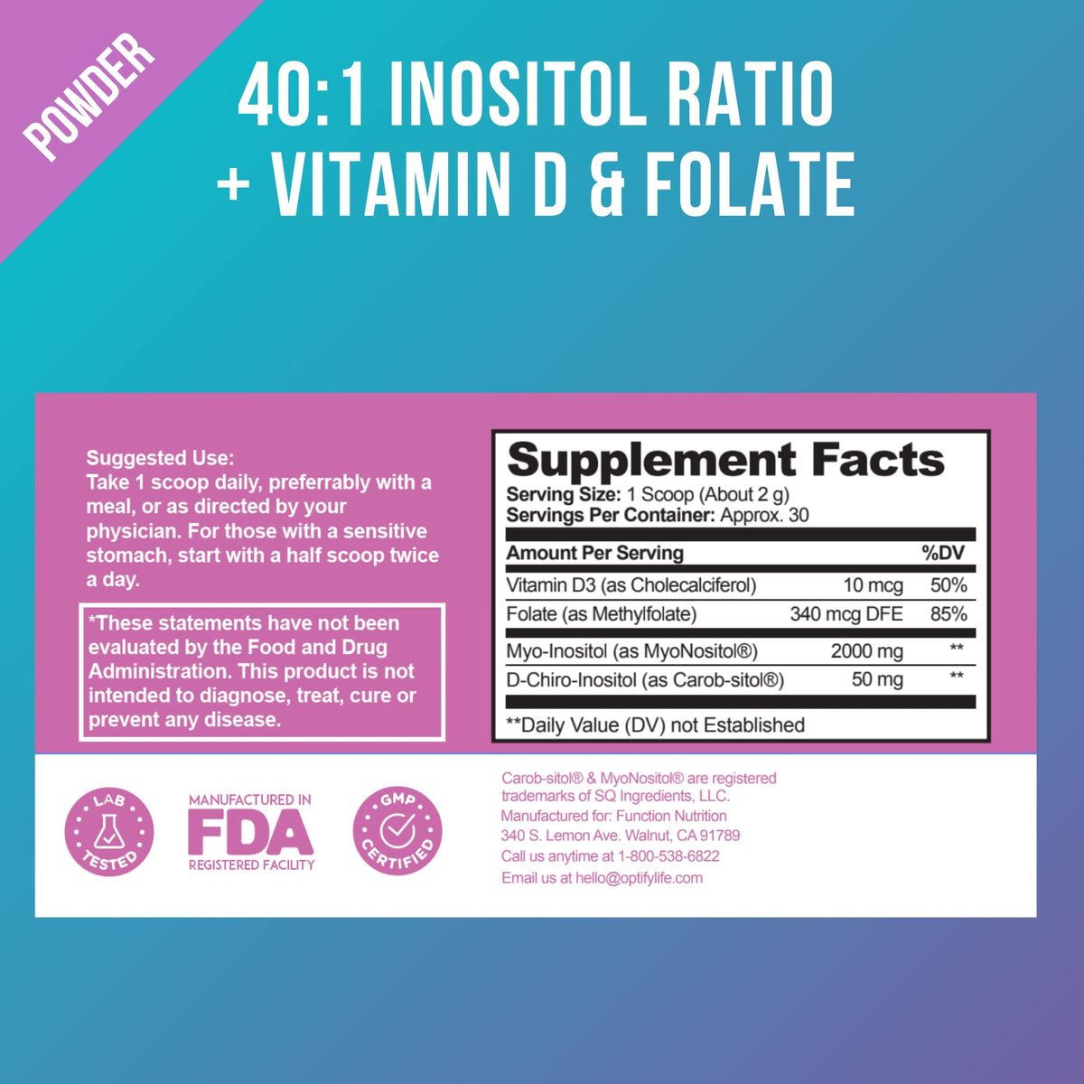 Premium Inositol Supplement Bundle - Myo-Inositol and D-Chiro Inositol Plus Folate OptifyBuy Supplements Australia