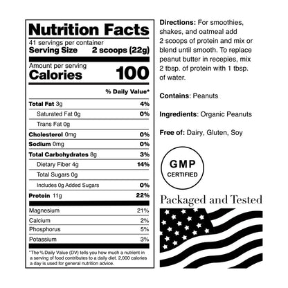 Norcal Organic Peanut Butter Protein Powder - 2lb | Vegan, Low-Cal, 11g Protein NorCal OrganicBuy Supplements Australia