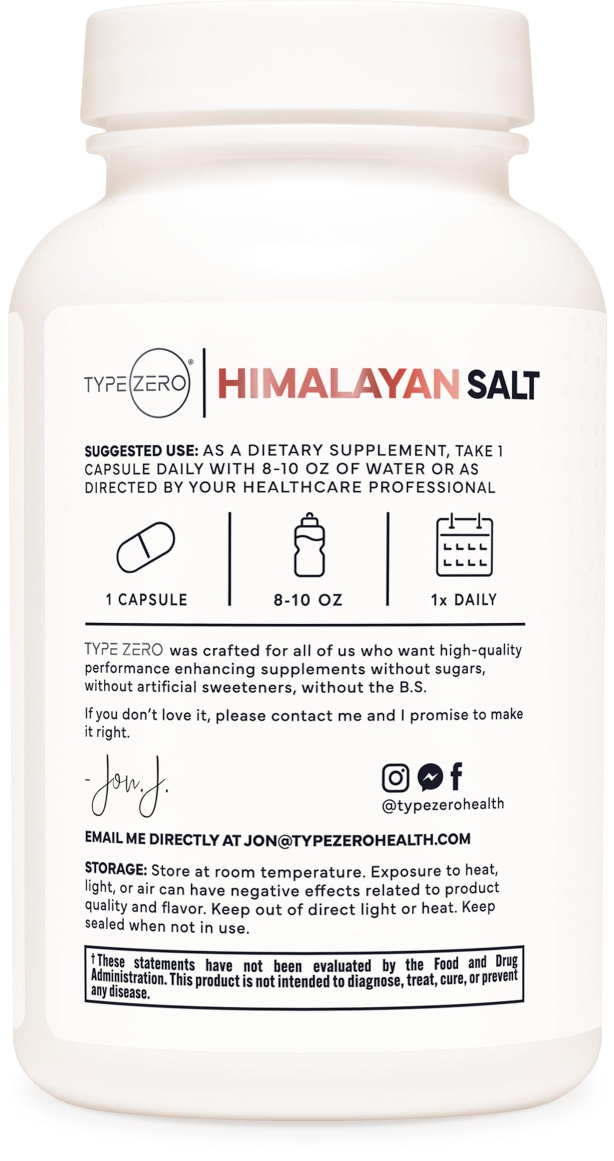 Type Zero Himalayan Rock Salt Capsules (120 Capsules) (1000mg per Serving) Type ZeroBuy Supplements Australia