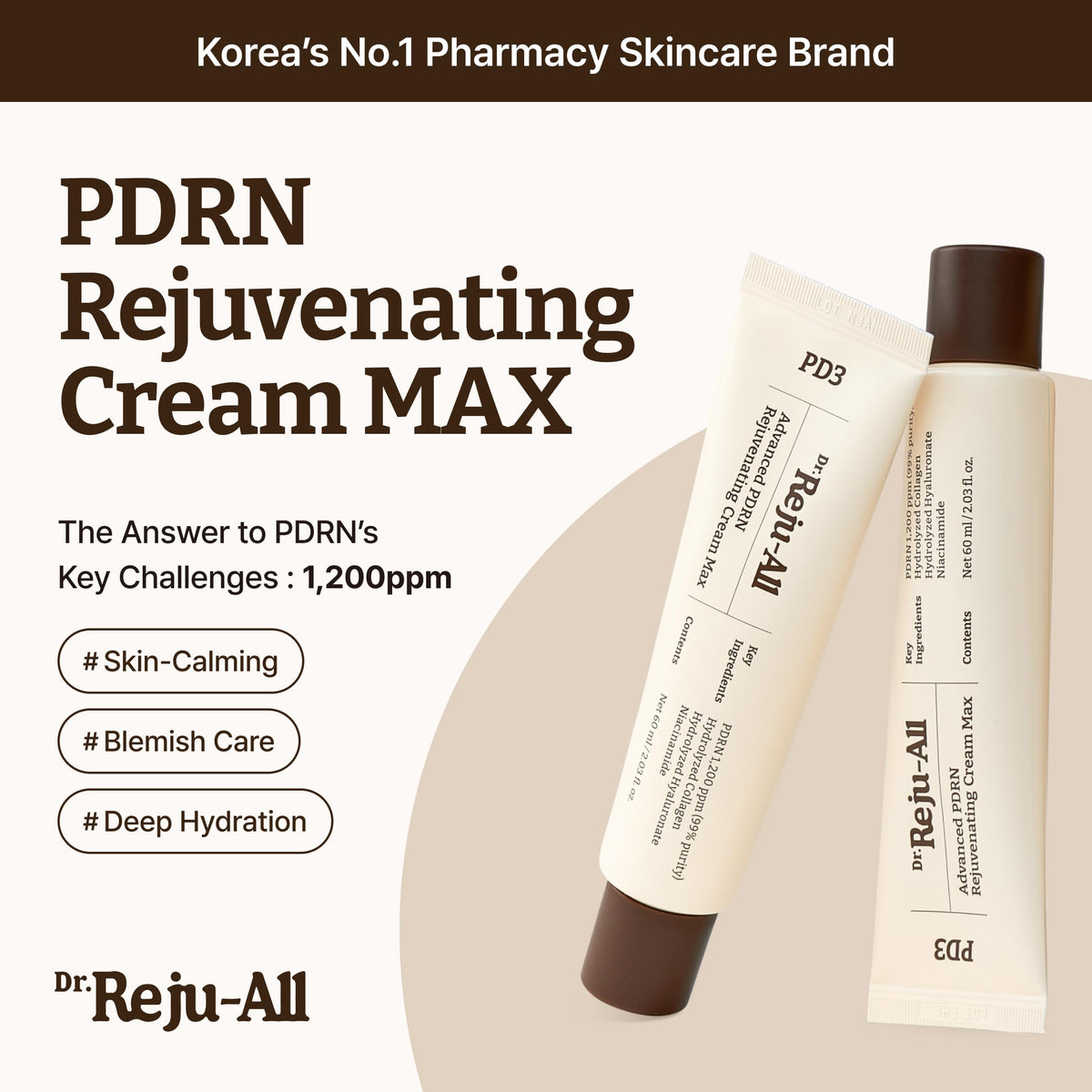 Dr.Reju-All Advanced PDRN Rejuvenating Cream Max – 99% Pure Salmon DNA Gel Type Face Moisturizer – Optimal 1200ppm for Glass Skin & Plumping – Korean Pharmacy Anti-Aging Skin Care Face Cream -2 Fl Oz Dr.Reju-All buy supplements Au