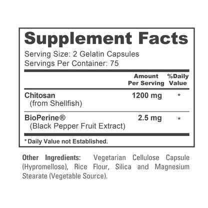 NusaPure Chitosan 1200mg 150 Caps (Non-GMO & Soyfree) with Bioperine NusaPureBuy Supplements Australia