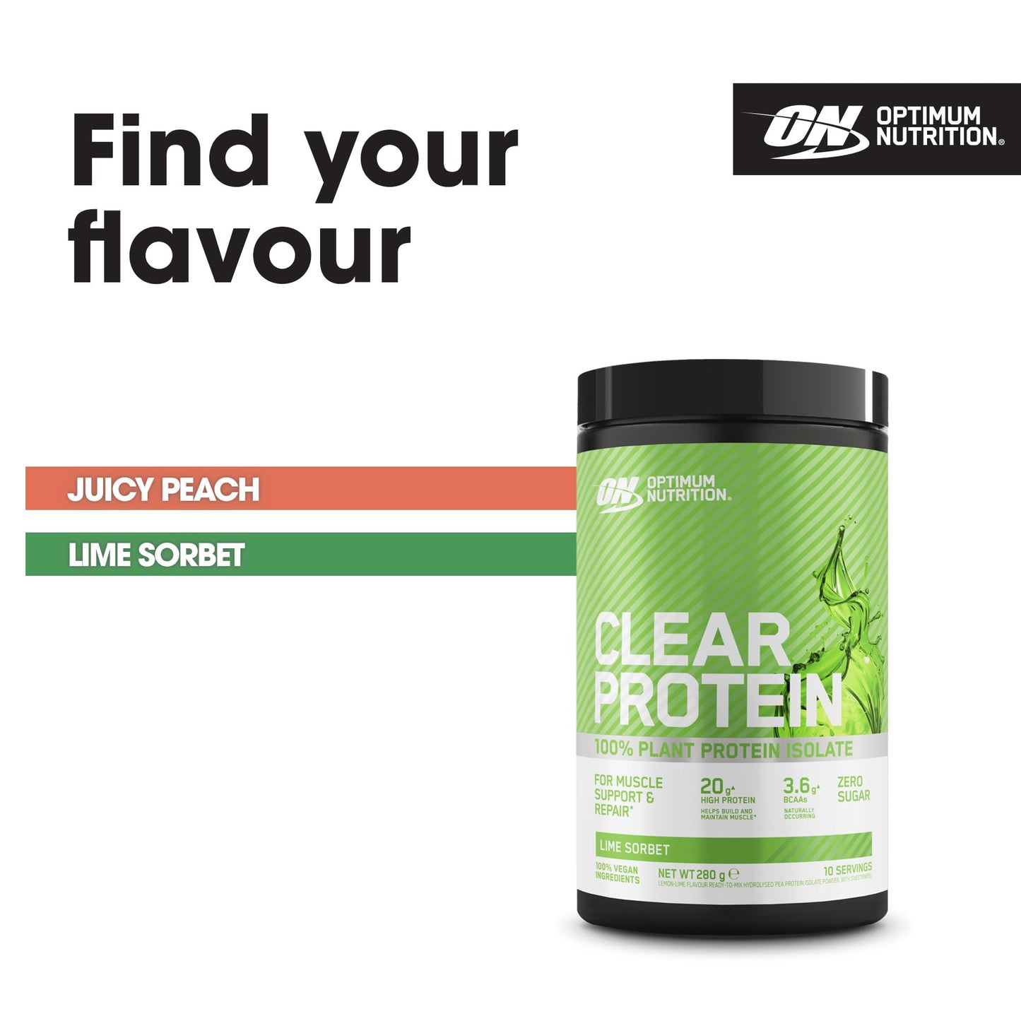 Optimum Nutrition Clear Protein 100% Plant Protein Isolate, Lime Sorbet Optimum NutritionBuy Supplements Australia