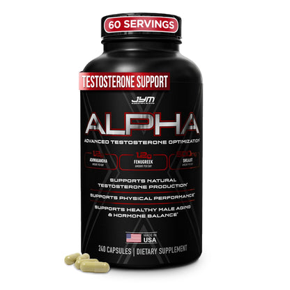 Alpha JYM X Advanced Booster - Vitality, Optimization, , Ashwagandha, Boron, , Fenugreek, Eurycoma, Damiana, Quercetin, DIM, JYM Supplemental Science (240 Capsules)
