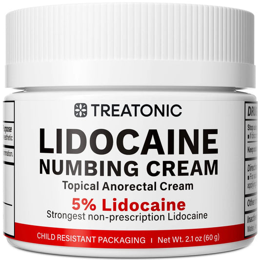 5% Lidocaine Topical Numbing Cream: Maximum Strength Topical Anesthetic Numb Cream for Pain Relief, Itching, Burning, Soreness, Hemorrhoid - Fast Acting & Long Lasting Numbing Formulation - 2.1 oz TreatonicBuy Supplements Australia