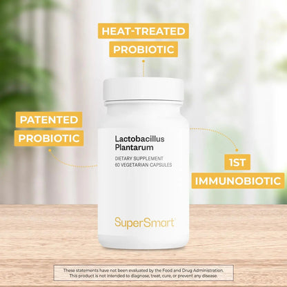 Supersmart - Lactobacillus Plantarum PostBiotic 20 Billion CFU per Day (Immuno-LP20) - Heat-Treated Probiotic Supplement | Non-GMO & Gluten Free - 60 Vegetarian Capsules Supersmart buy supplements Au