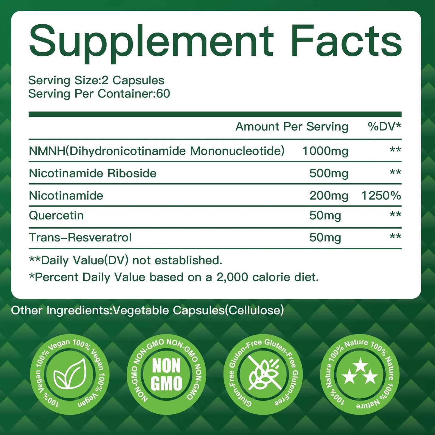 NMNH(Dihydronicotinamide Mononucleotide),NMNH Supplement 1000mg Pure Nicotinamide Mononucleotide,NAD High Purity Supplement Alternative,for Energy,Focus,Non-GMO, Gluten Free,120 Capsules VPKINBuy Supplements Australia