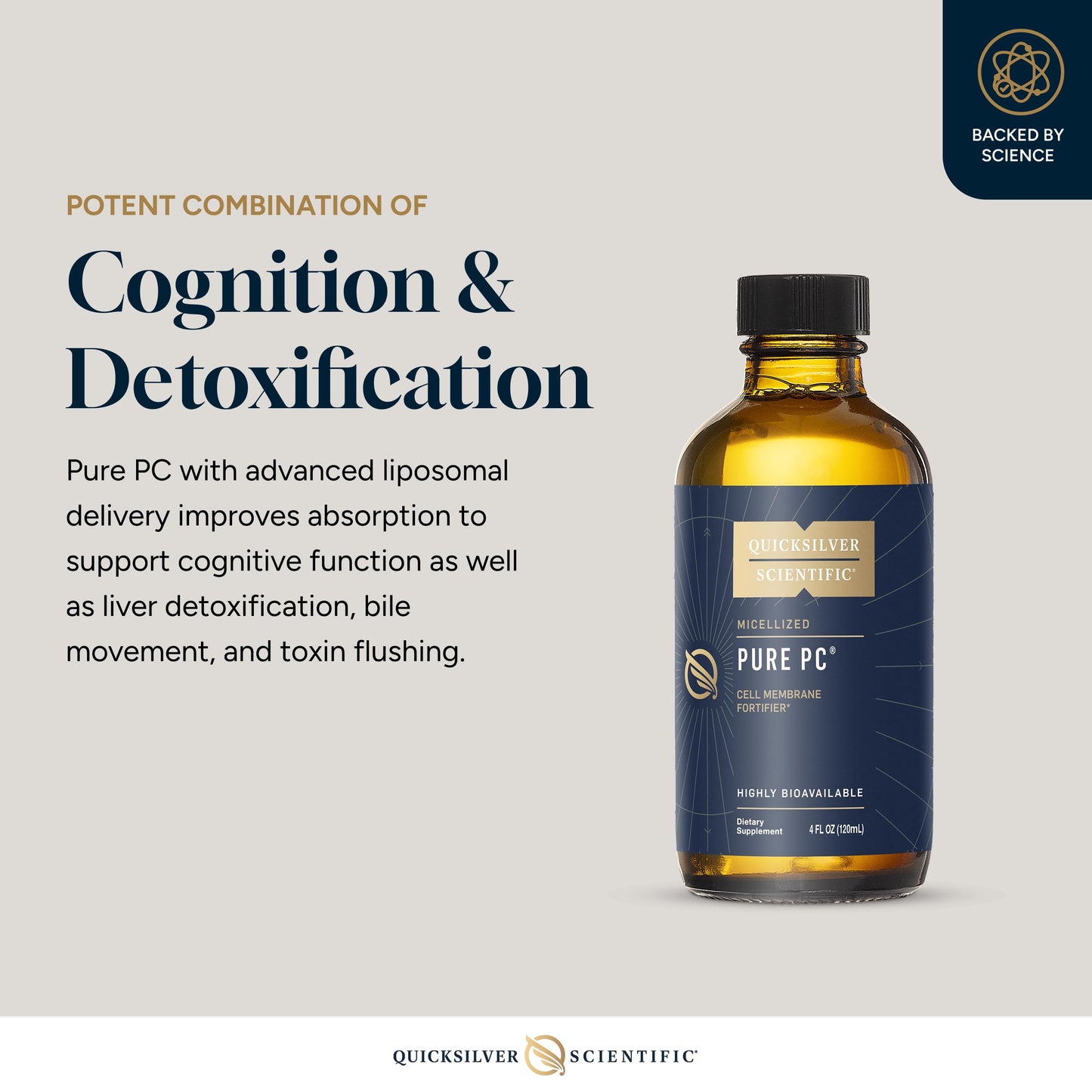 Quicksilver Scientific Micellized Pure PC - Phosphatidylcholine Liquid Supplement to Support Cellular & Liver Health - Superior Liposomal Absorption - Non-GMO Supportive Brain Supplement (4oz /120ml) Quicksilver ScientificBuy Supplements Australia