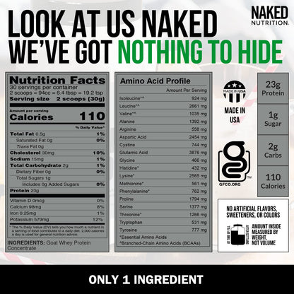 NAKED nutrition Naked Goat - Pasture Fed Goat Whey Protein Powder from Small-Herd NAKEDBuy Supplements Australia