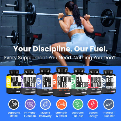Creatine Capsules, 5g Premium 3X ThreeAtine Pre Workout Bulk Muscle Mass Gainer, High Absorption Easy to Take Creatine Monohydrate Pills Alternative Optimum Performance for Men Women, 180 Capsules Crazy MuscleBuy Supplements Australia
