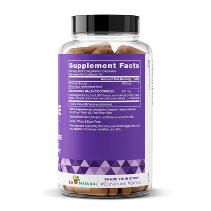 Premium Menopause Supplement for Women – Menopause Balance with Shatavari, Ashwagandha, L-Theanine & Holy Basil – Holistic Multi-Symptom Menopause Support & Hot Flash Relief – 60 Vegetarian Capsules Eu NaturalBuy Supplements Australia
