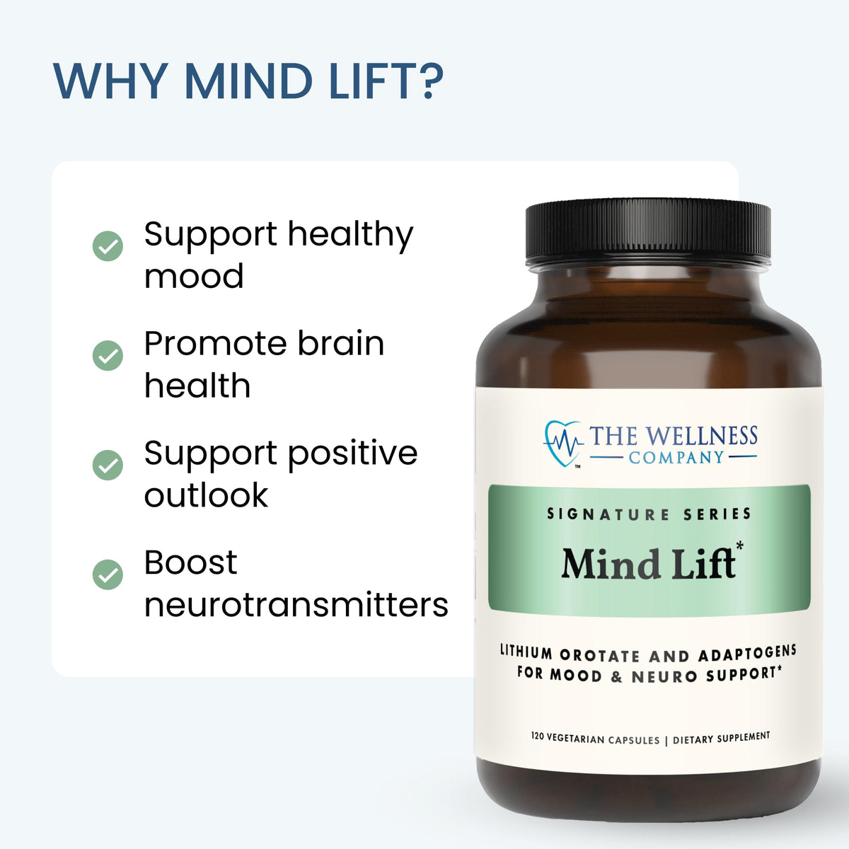 Mind Lift - Mood Boost, Mental Focus, Cognitive Defense - Lithium, GABA, DHA L-Phenylalanine | 60ct (1 Month Supply) The Wellness CompanyBuy Supplements Australia