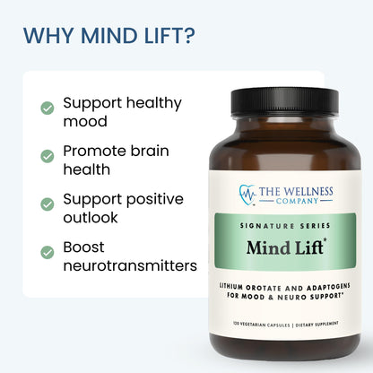 Mind Lift - Mood Boost, Mental Focus, Cognitive Defense - Lithium, GABA, DHA L-Phenylalanine | 60ct (1 Month Supply) The Wellness CompanyBuy Supplements Australia