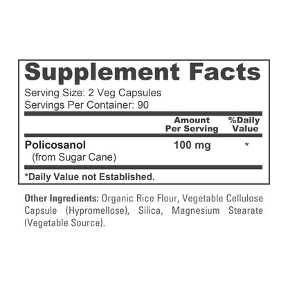 NusaPure Policosanol 100mg 180 Veggie Capsules (Vegan, Non-GMO) NusaPureBuy Supplements Australia