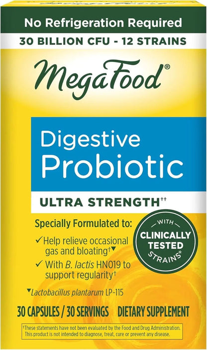 MegaFood Digestive Probiotic - 12 Strain Vegetarian Probiotics for Women & Men, 30 Billion CFUs, Support Gut Health, Probiotics for Digestive Health Help Relieve Occasional Gas & Bloating, 30 Capsules MegaFoodBuy Supplements Australia