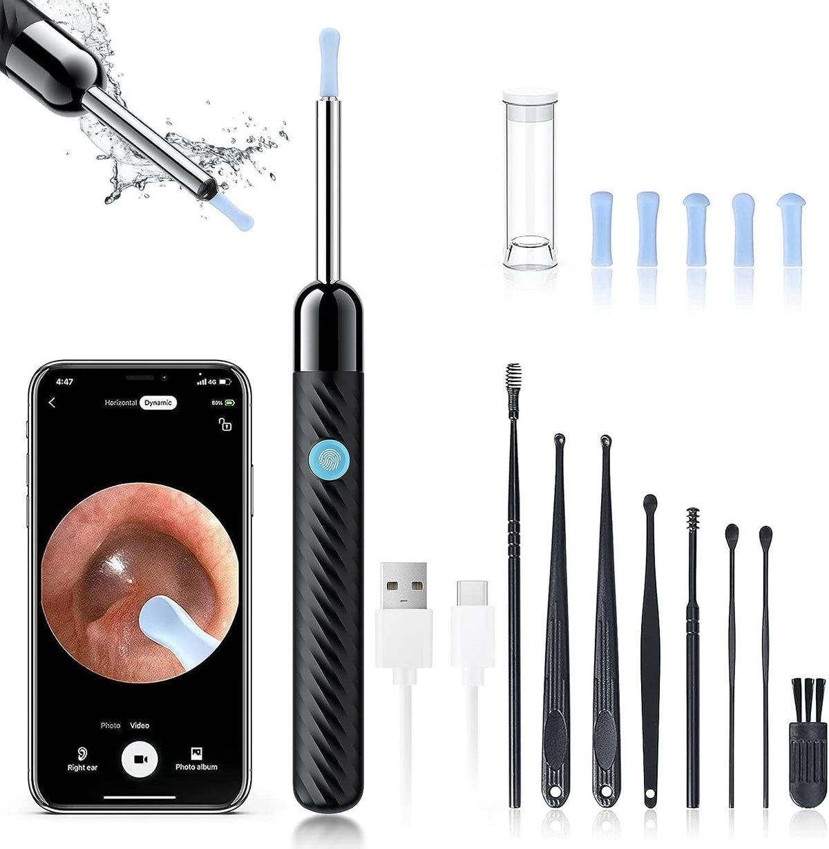 Ear Wax Removal - Earwax Remover Tool with 8 Pcs Ear Set - (Grey) LEIPUTBuy Supplements Australia