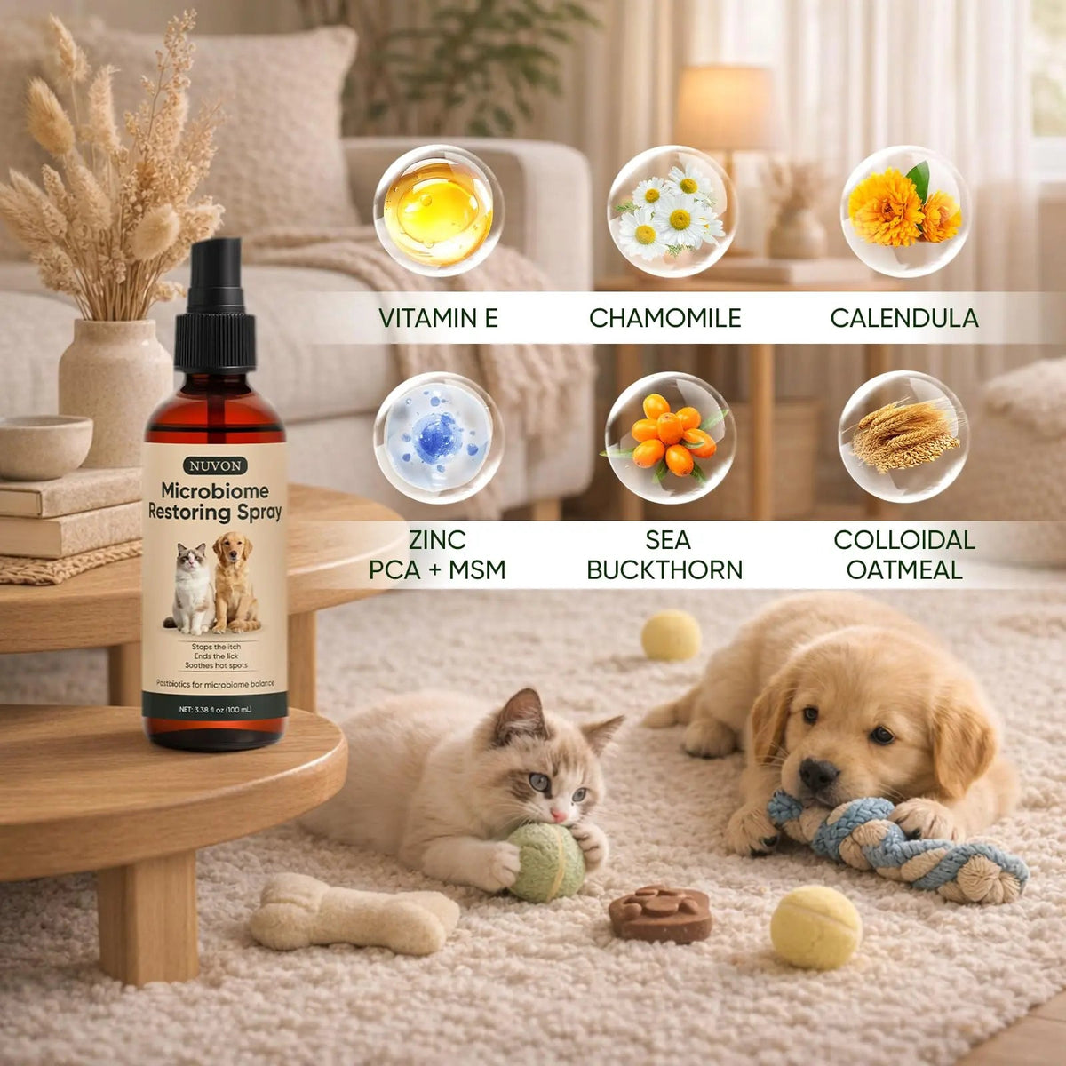 Wanciment NUVON Postbiotic Spray - Hot Spot Treatment for Dogs & Cats - Helps Alleviate Sensitive Skin, Scratching, and Licking of Coat - 3.38 fl oz WancimentBuy Supplements Australia