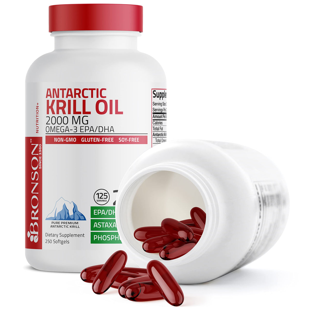Bronson Antarctic Krill Oil 2000 mg with Omega-3s EPA, DHA, Astaxanthin and Phospholipi BronsonBuy Supplements Australia