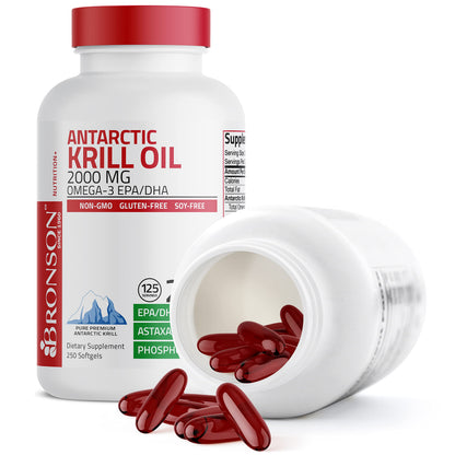 Bronson Antarctic Krill Oil 2000 mg with Omega-3s EPA, DHA, Astaxanthin and Phospholipi BronsonBuy Supplements Australia