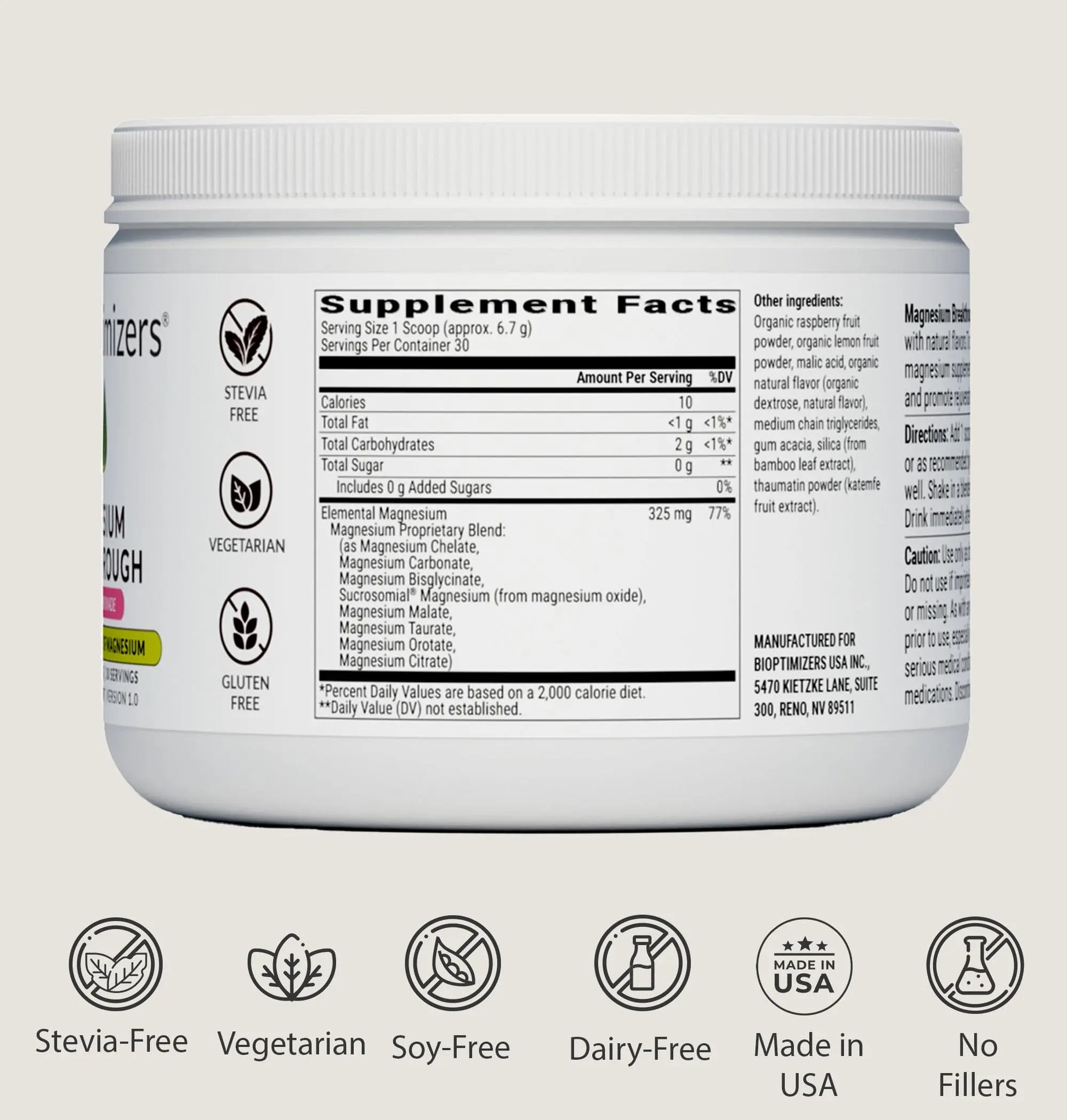 BIOptimizers Magnesium Breakthrough Drink - 8 Forms of Magnesium, Electrolytes, Sleep Health, Stress, Muscle Recovery, Heart Support | Glycinate, BIOptimizers canada supplements