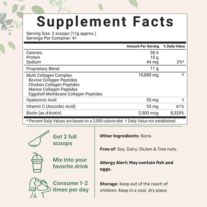Multi Collagen Peptides Powder, 16 Oz - Hydrolyzed Protein Peptides | Type I,II,III,V,X Micro IngredientsBuy Supplements Australia