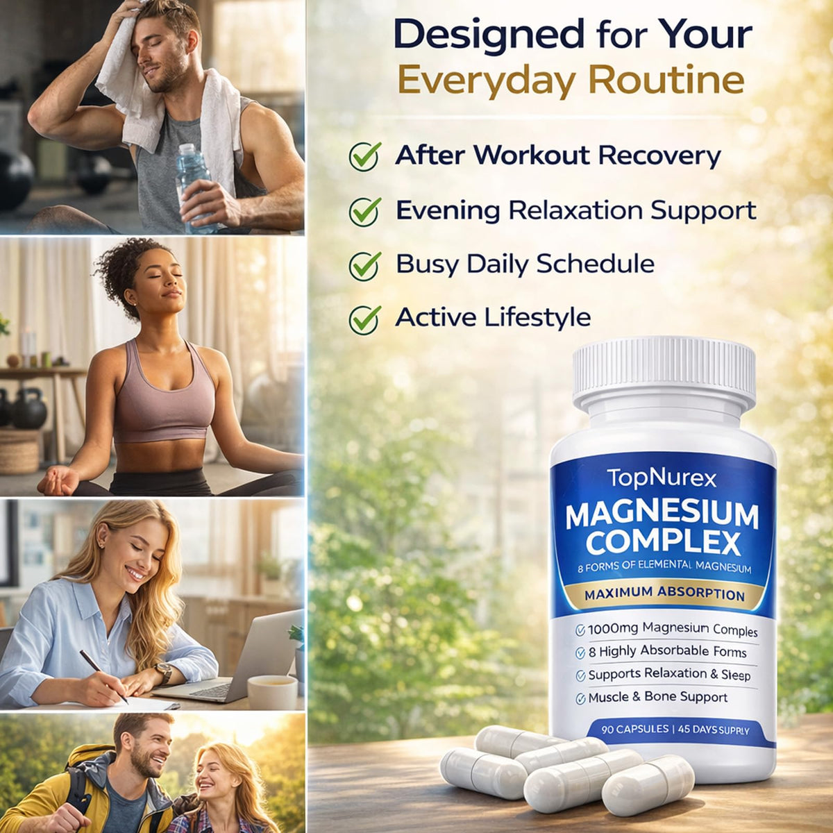 Top Nurex Magnesium Complex Supplement for Women & Men | 1000mg Maximum Absorption | 8 Magnesium Forms Including Glycinate, Citrate, Malate | Supports Relaxation, Sleep, Bone Strength | 90 Capsules Art anime buy supplements Au