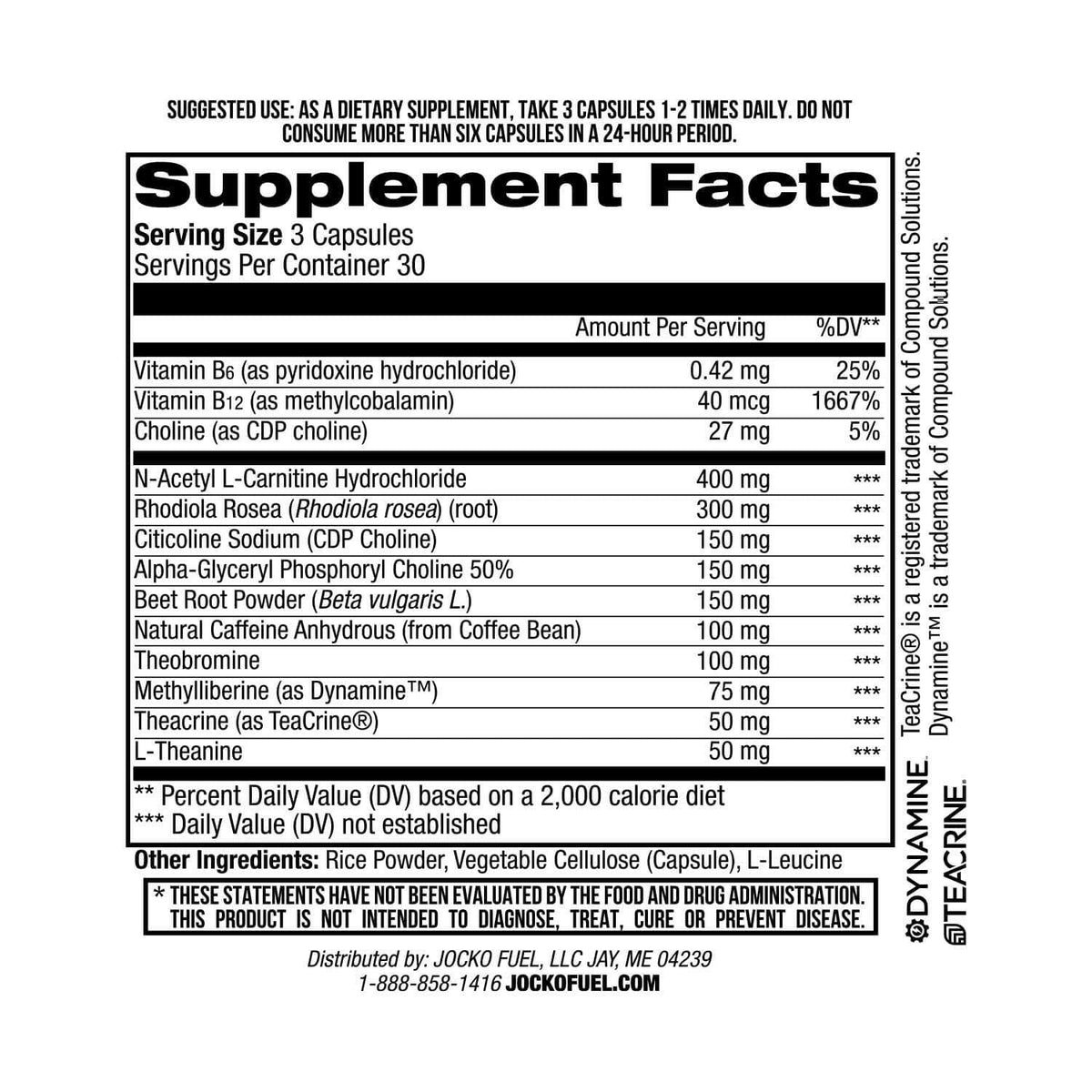 Jocko Fuel Brain Power - Nootropic Dietary Supplements for Memory & Focus wiht L Theanine, L Carnitine- Energy & Focus Supplement (90 Capsules) Jocko FuelBuy Supplements Australia