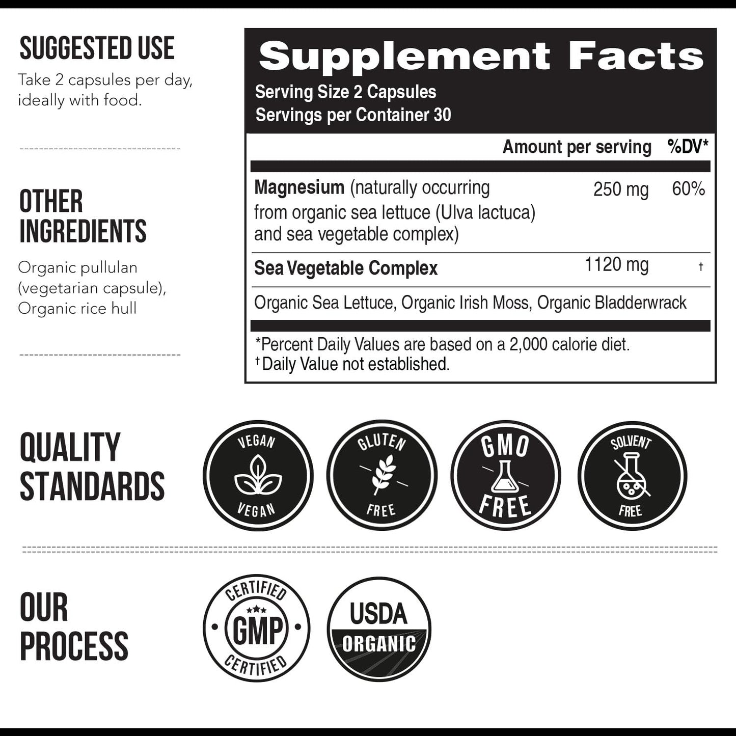 Organic Whole Food Magnesium Supplement - Plant-Based, Organic Sea Vegetable Complex - 250 mg Per Serving | Water Extracted | Gentle on Stomach | Supports Energy, Sleep, Muscle, Heart - 60 Capsules Triquetra Health buy supplements Au