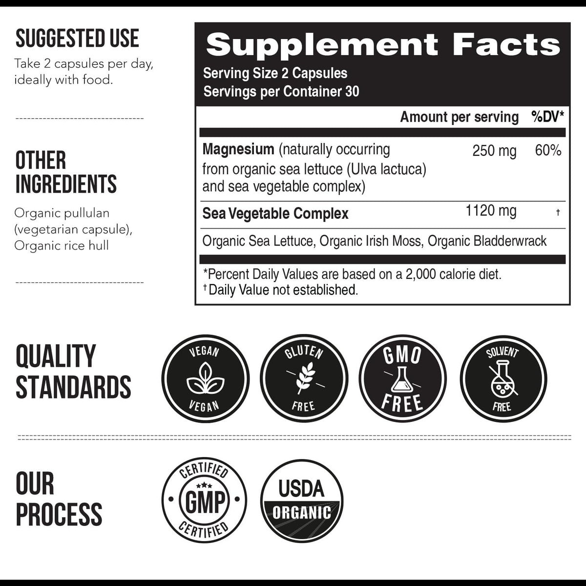 Organic Whole Food Magnesium Supplement - Plant-Based, Organic Sea Vegetable Complex - 250 mg Per Serving | Water Extracted | Gentle on Stomach | Supports Energy, Sleep, Muscle, Heart - 60 Capsules Triquetra Health buy supplements Au