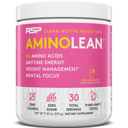 RSP NUTRITION AminoLean Pre Workout Energy (Pink Lemonade 30 Servings) with AminoLean Recovery Post Workout Boost (Blood Orange 30 Servings)
