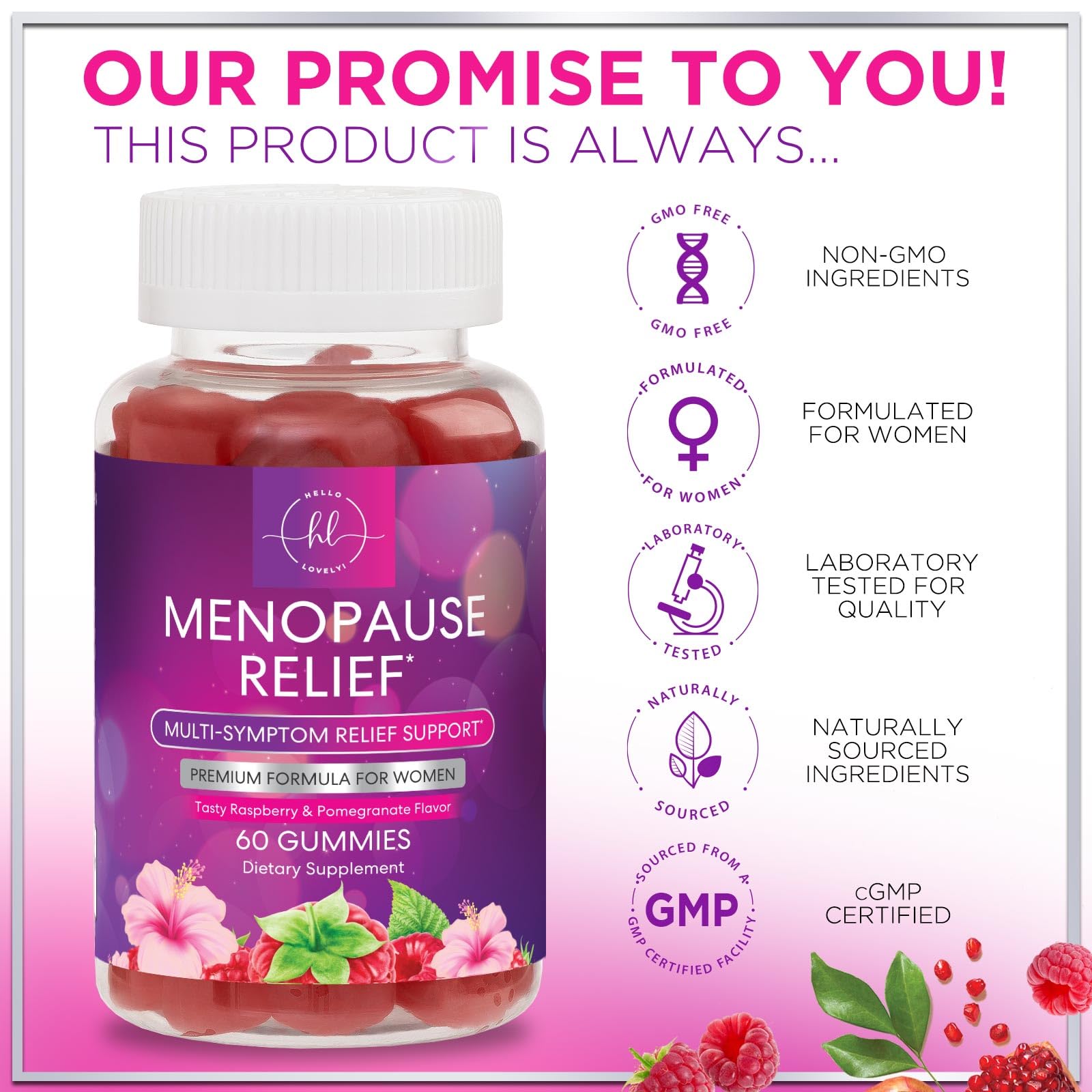 Menopause Supplements for Women - Complete Natural Mild Hot Flashes & Night Sweats Support, Multi Benefit Menopause Relief Gummy, Support for Balance & Energy, Gluten-Free & Non-GMO - 60 Gummies Hello Lovely!Buy Supplements Australia