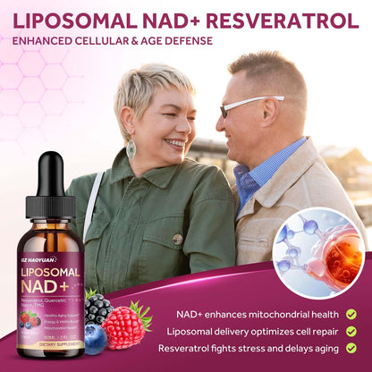 Liposomal NAD Supplement - 1200mg NAD+ Liquid Drops for Women & Men with Nicotinamide, Resveratrol, Quercetin, TMG, Black Pepper Extract - Brain & Cellular Mitochondrial Health, Anti-Aging, Longevity GZ HAOYUANBuy Supplements Australia