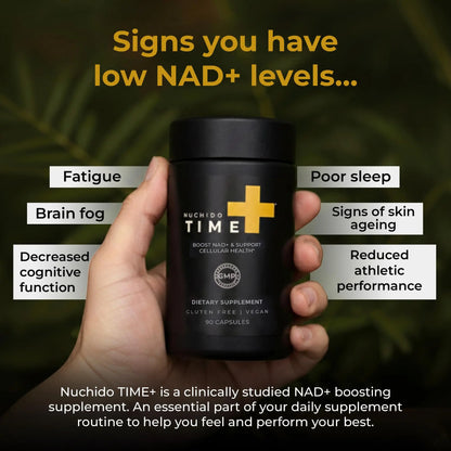 Nuchido Time+ NAD Supplement for Men & Women - Advanced Formula for Healthy Aging, Energy, Focus, Cellular Health & Longevity - Nicotinamide, Alpha Lipoic Acid, Quercetin - 90 Capsules Nuchido Time+Buy Supplements Australia