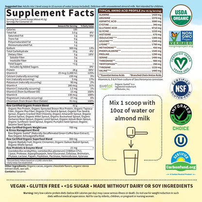 Garden of Life Raw Organic Fit Vegan Protein Powder Chocolate, 28g Plant Based Protein Garden of LifeBuy Supplements Australia