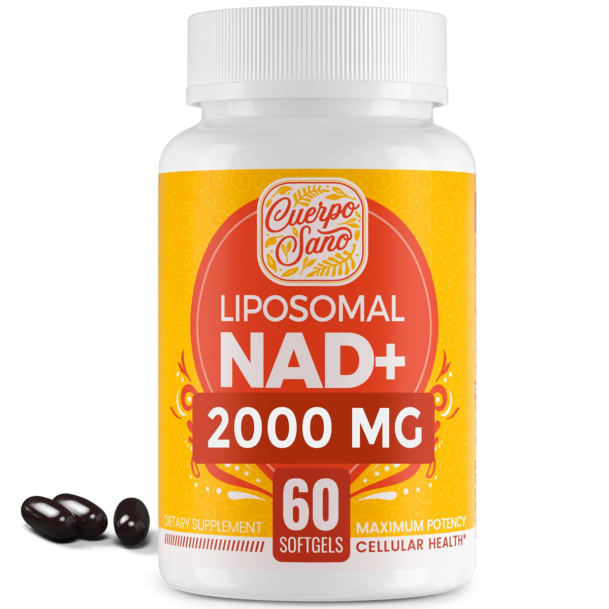 Cuerpo Sano 2000 MG NAD Supplement, Liposomal NAD+ with High Absorption, More Efficient Than Nicotinamide Riboside, Pure & Plus Boosting Supplement, Aging Defense, Metabolism & Cellular, 60 softgels Cuerpo SanoBuy Supplements Australia