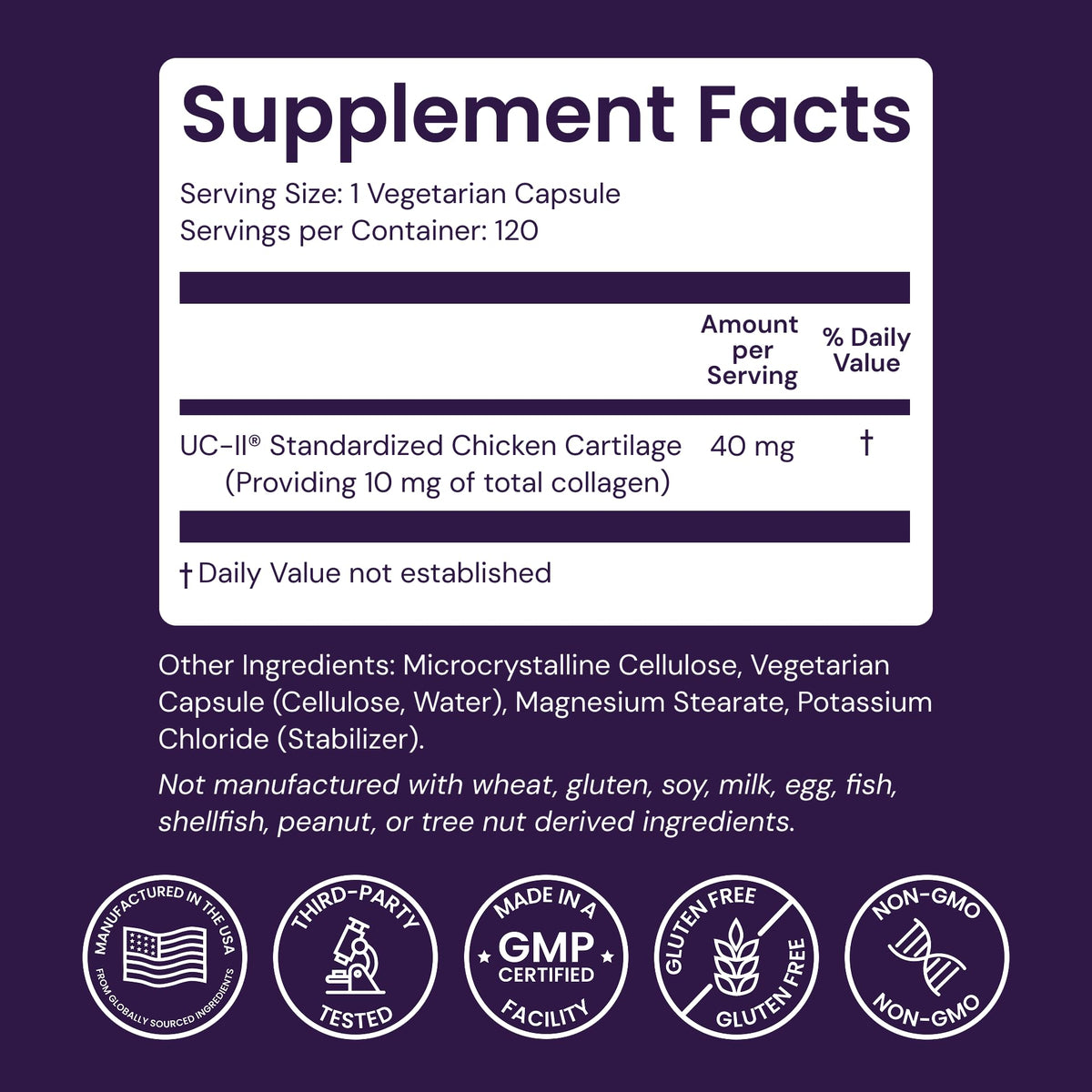 Healthy Origins UC-II 40 mg (Undenatured Type II Collagen, Non-GMO, Gluten Free, Joint Support), 120 Veggie Caps Healthy OriginsBuy Supplements Australia