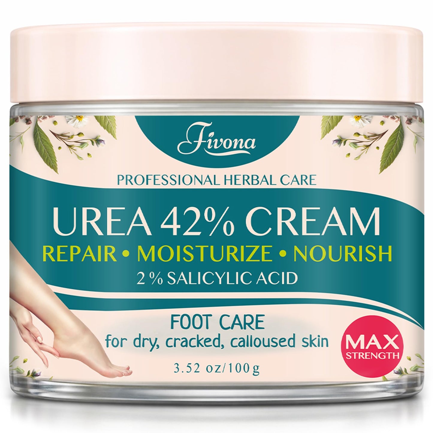 FIVONA 42% Urea Foot Cream for Thick, Rough Dry Skin - Maximum Strength Callus Softening with 2% Salicylic Acid, Tea Tree & Aloe Vera, 100g (3.5 oz) - Deep Moisturizing Foot Care FIVONA buy supplements Au