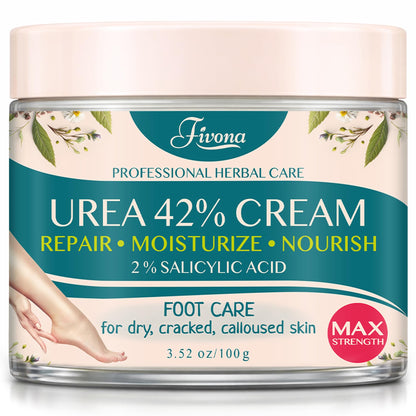 FIVONA 42% Urea Foot Cream for Thick, Rough Dry Skin - Maximum Strength Callus Softening with 2% Salicylic Acid, Tea Tree & Aloe Vera, 100g (3.5 oz) - Deep Moisturizing Foot Care FIVONA buy supplements Au