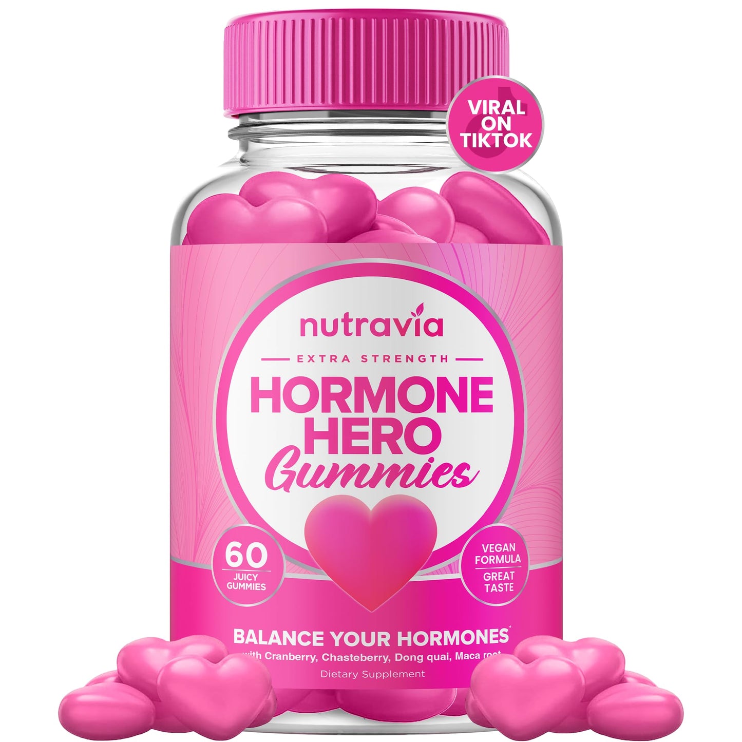 Hormone Balance For Women Gummies + PMS Relief Supplement - Supports Mood Swings, Clear Skin, Reduced Cramps and Bloating - Hormonal PMS Gummies PCOS Vitamin with Cranberry, Dong Quai (60 Gummies) NutraviaBuy Supplements Australia